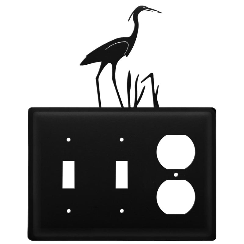 Wrought Iron Heron Double Switch & Single Outlet Cover new outlet cover Wrought Iron Heron Double