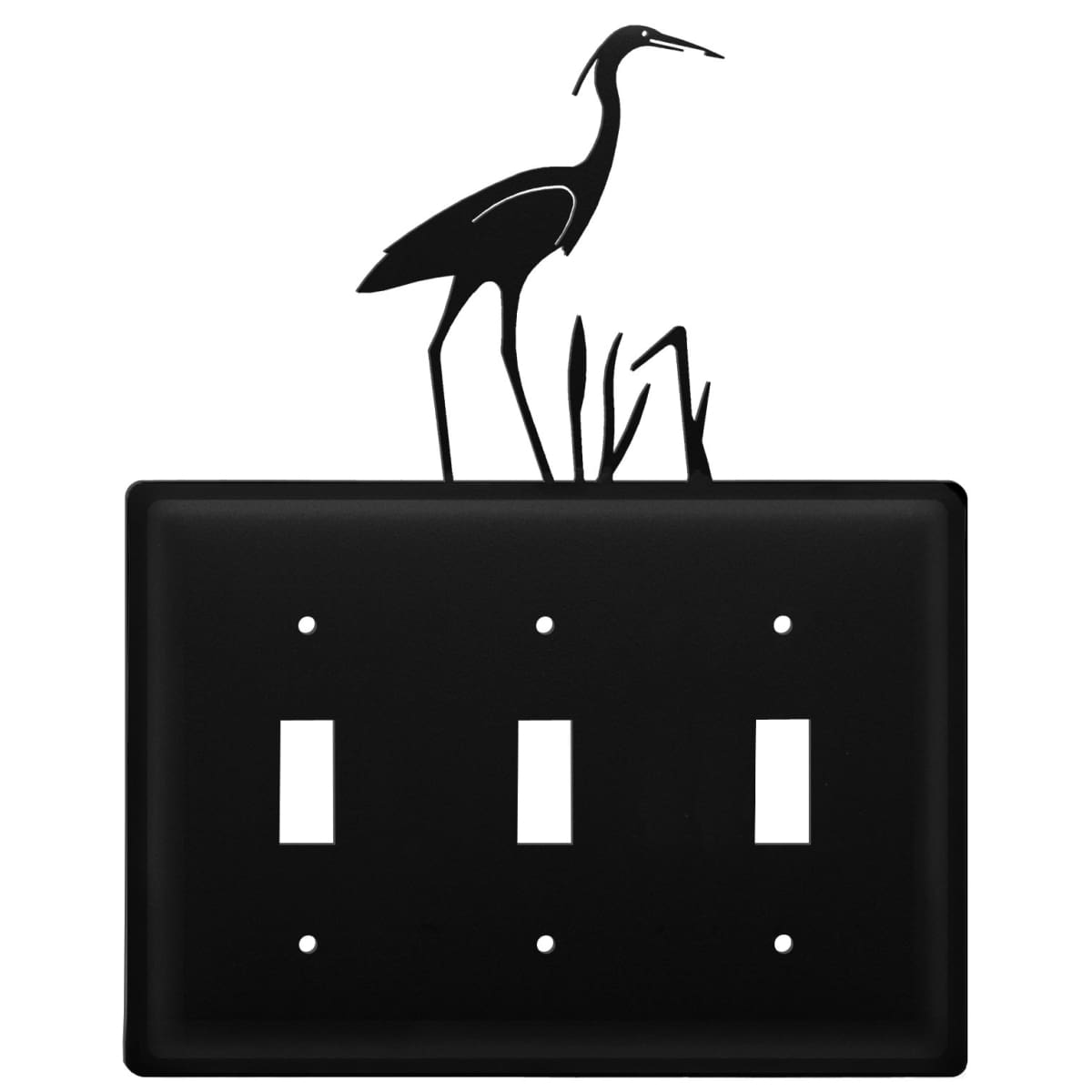 Wrought iron heron triple switch cover