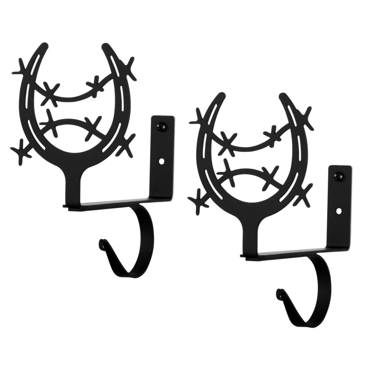 Wrought Iron Horse Shoe Curtain Rod & Shelf Brackets Set curtain rod shelf bracket floating shelves