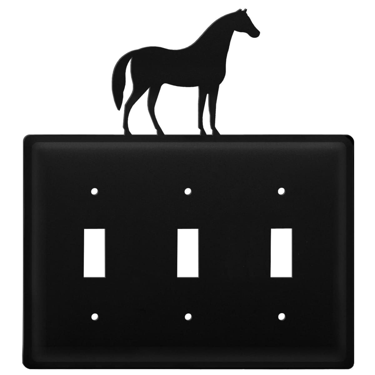 Wrought iron metal horse triple switch cover