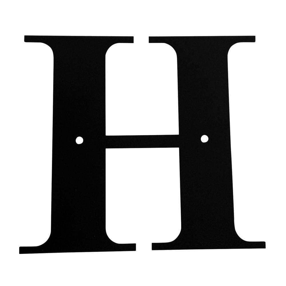 Wrought iron metal house letter H in black finish