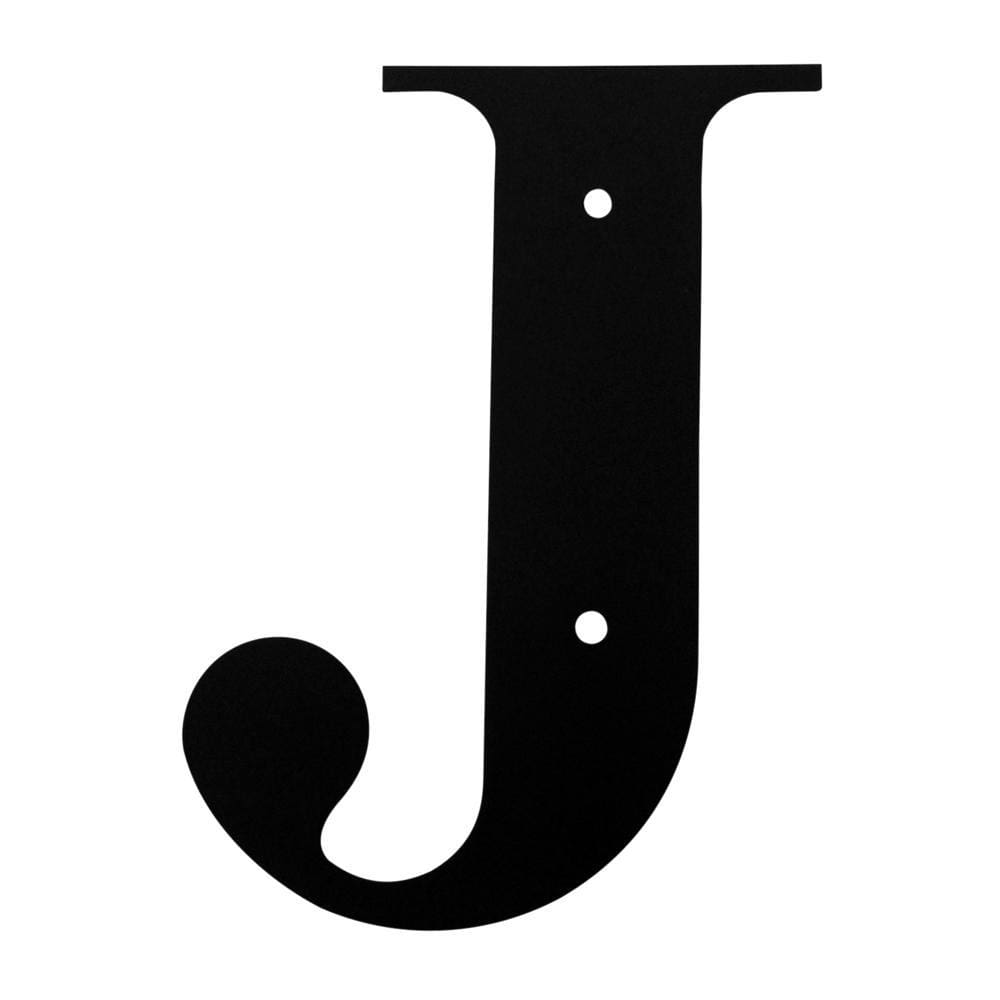 Wrought iron metal house letter J in black