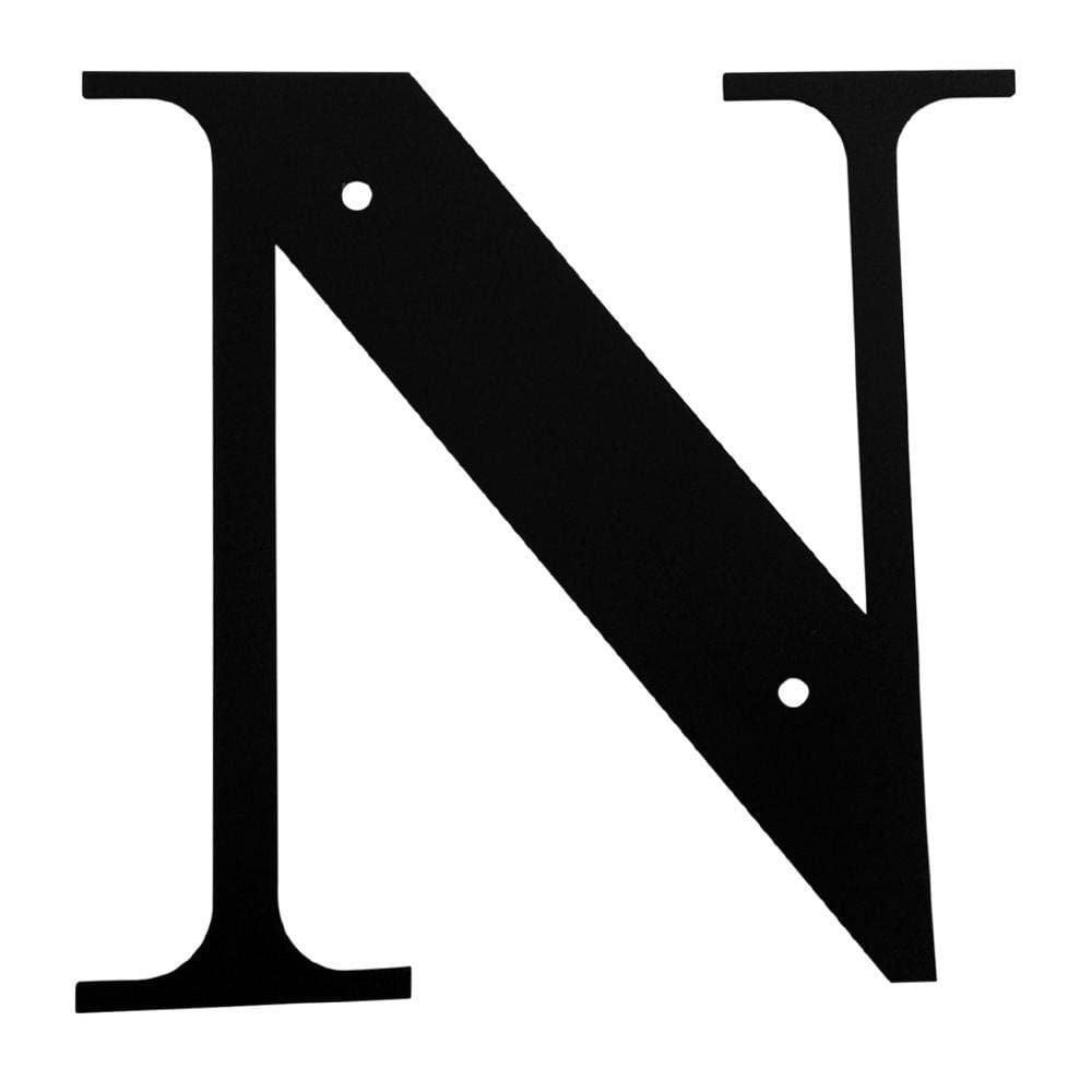 Wrought iron metal house letter N in black