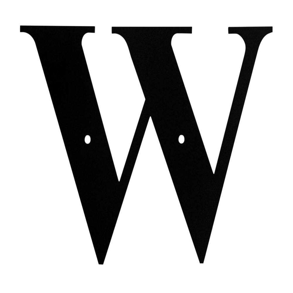 Wrought iron metal house letter W in black
