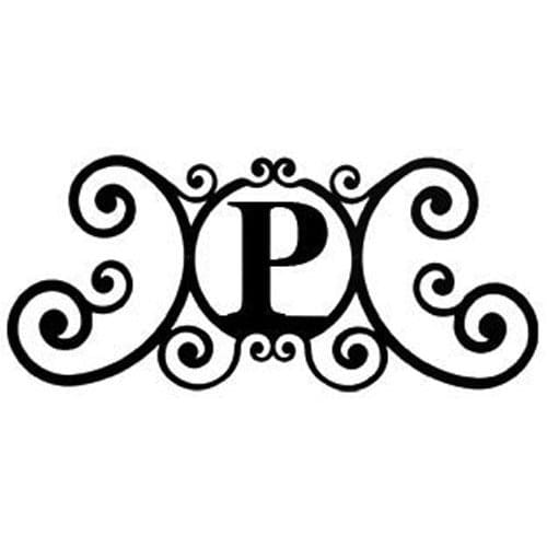 Wrought Iron House Plaque Let P 24 Inches door plaque house letter house signs letter p metal