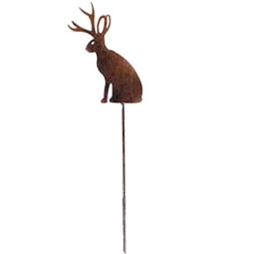 Wrought Iron Jackalope Rusted Garden Stake 35 In garden art garden decor garden ornaments garden