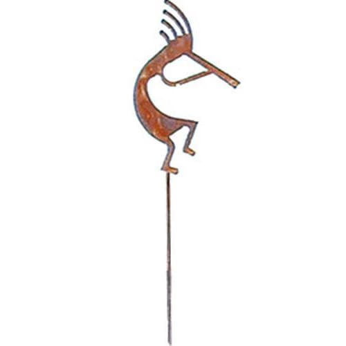 Wrought Iron Kokopelli Rusted Garden Stake 35 Inches garden art garden decor garden ornaments garden