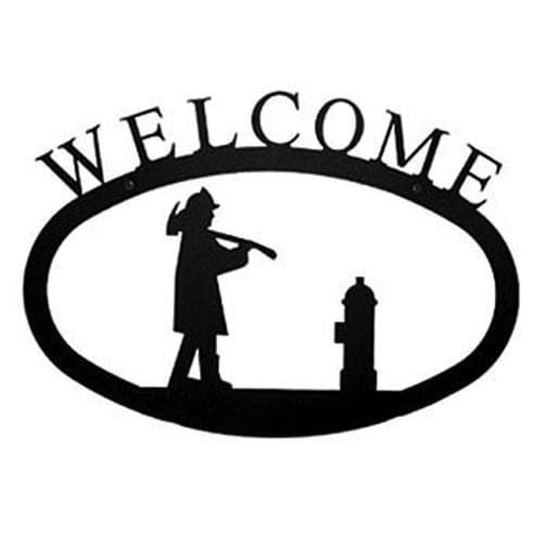 Wrought Iron Large Fireman Welcome Home Sign Large door signs outdoor signs welcome home sign