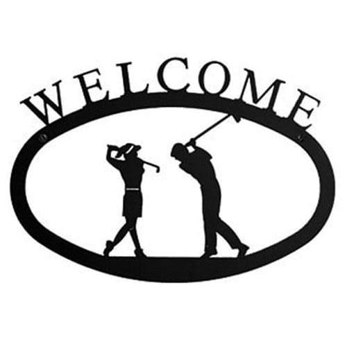 Wrought Iron Large Golf Couple Welcome Home Sign Large door signs outdoor signs welcome home sign
