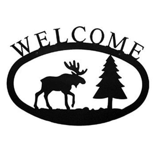Wrought Iron Large Moose & Pine Welcome Home Sign Large door signs outdoor signs welcome home sign
