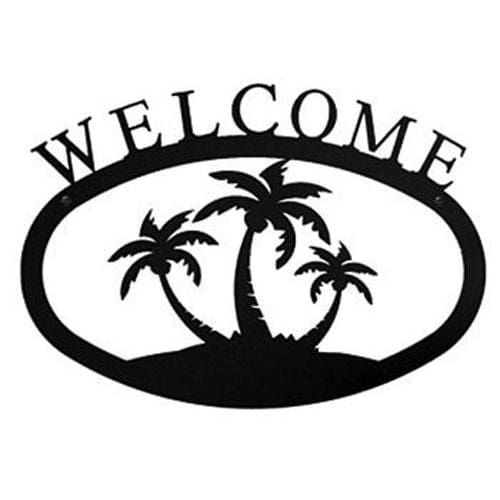 Wrought Iron Large Palm Trees Welcome Home Sign Large door signs outdoor signs welcome home sign