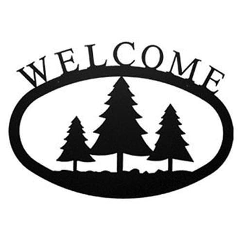 Wrought Iron Large Pine Trees Welcome Home Sign Large door signs outdoor signs welcome home sign
