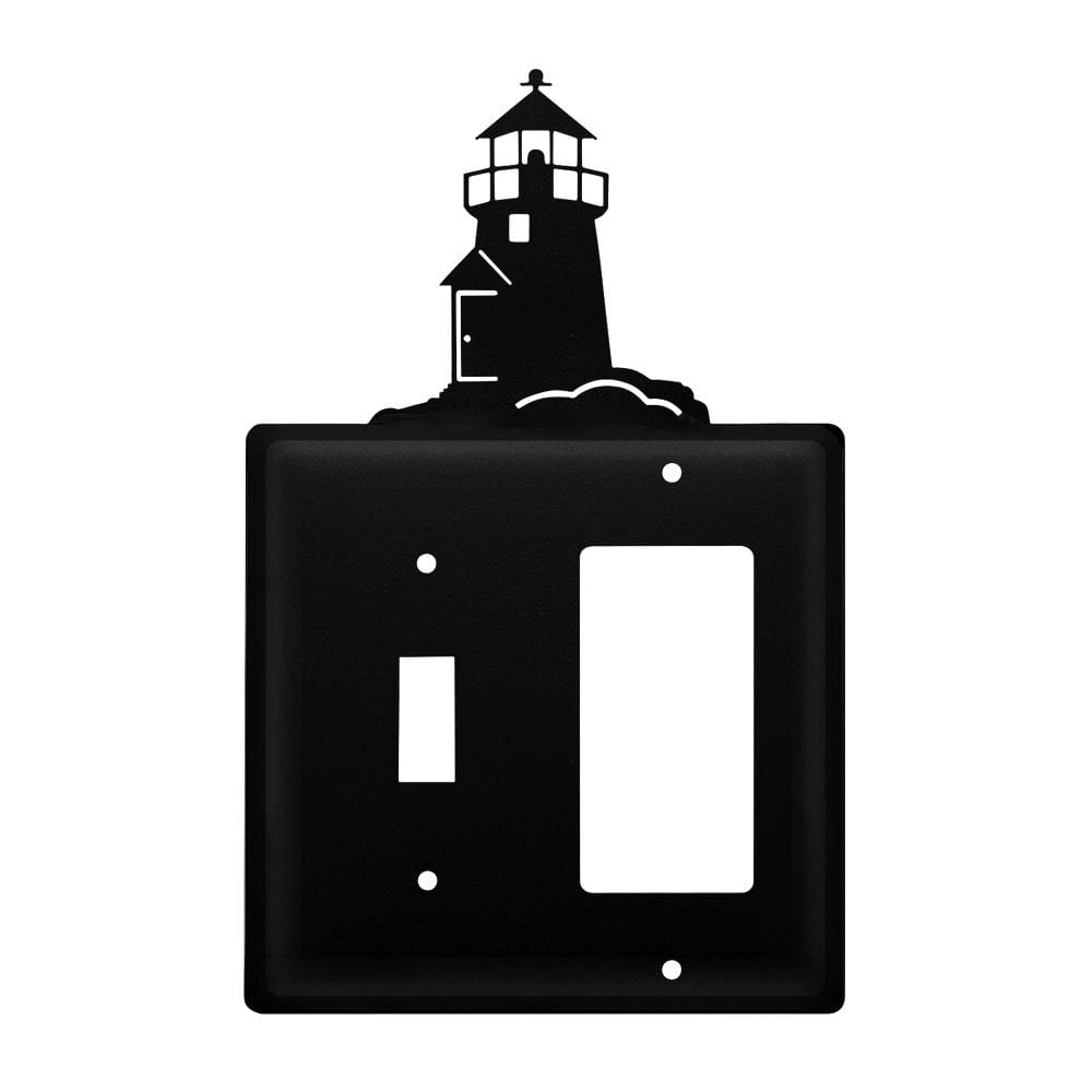 Wrought iron outlet cover with lighthouse design