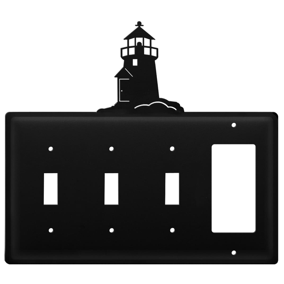 Wrought iron lighthouse triple switch and GFCI outlet cover