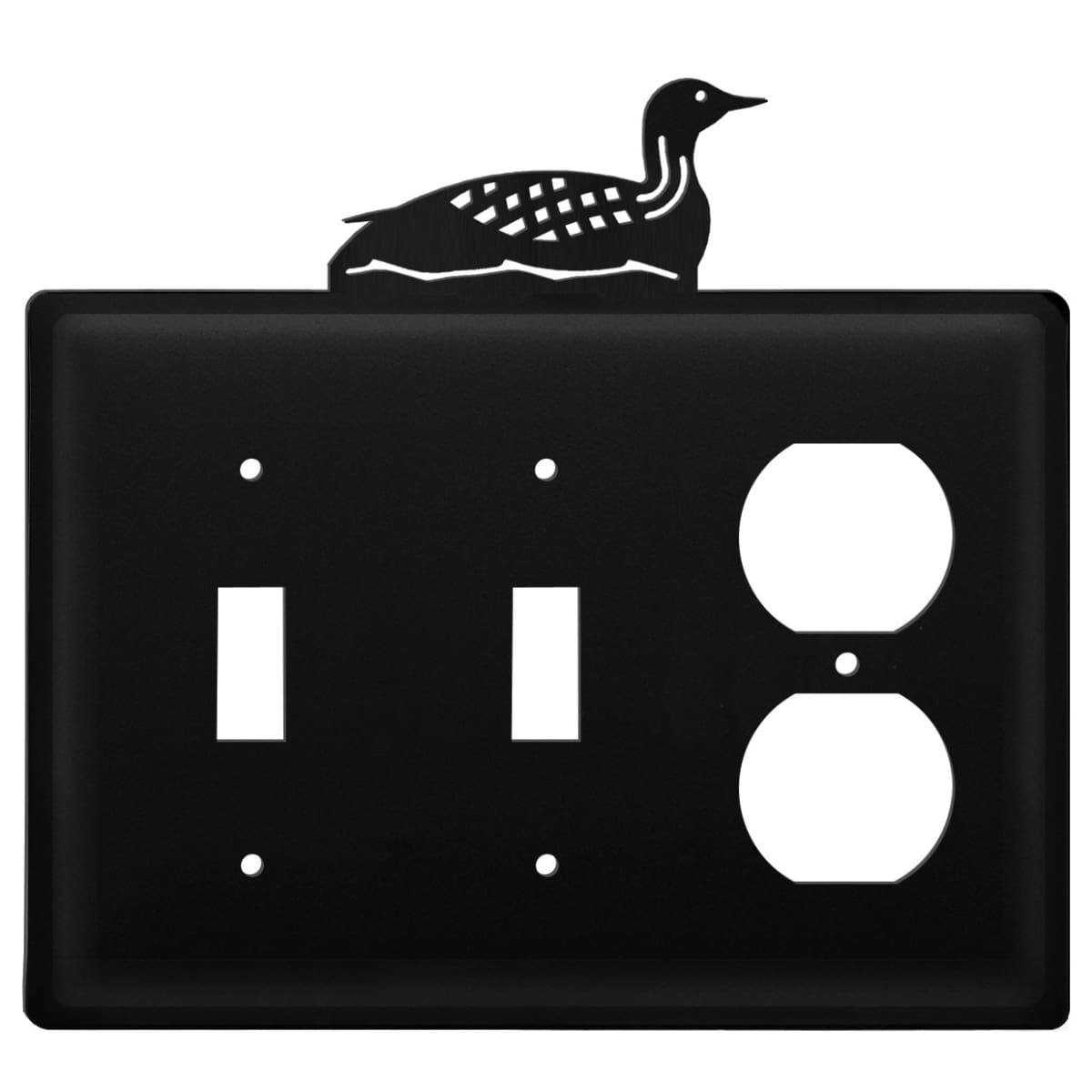 Wrought iron loon double switch and outlet cover