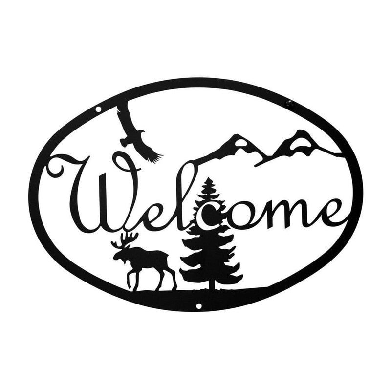 Wrought Iron Medium Moose & Eagle Welcome Home Sign Medium door signs outdoor signs welcome home