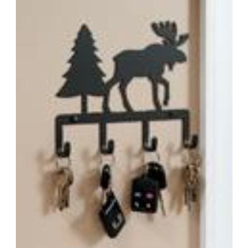 Wrought Iron Moose & Pine Key Holder Key Hooks key hanger key hooks Key Organizers key rack
