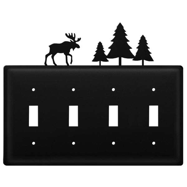 Wrought Iron Moose & Pine Quad Switch Cover light switch covers lightswitch covers outlet cover