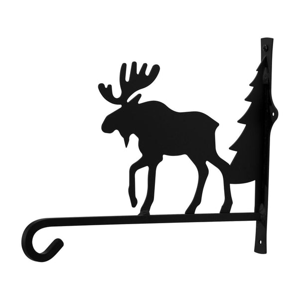 Wrought Iron Moose & Pine Square Plant Hanger 12in hanging plant stand metal plant stands outdoor