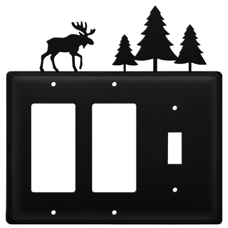 Wrought Iron Moose & Pine Trees Double GFCI Switch Cover light switch covers lightswitch covers