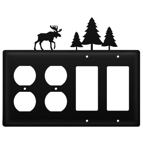 Wrought Iron Moose Pine Trees Double Outlet Double GFCI Cover light switch covers lightswitch covers