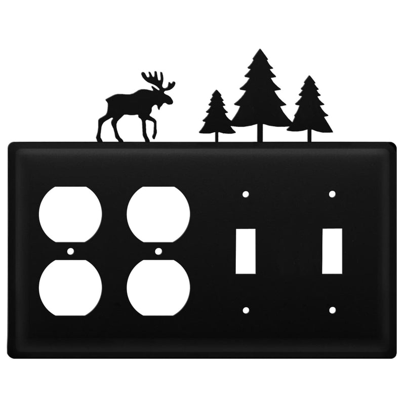 Wrought Iron Moose Pine Trees Double Outlet Double Switch Cover light switch covers lightswitch
