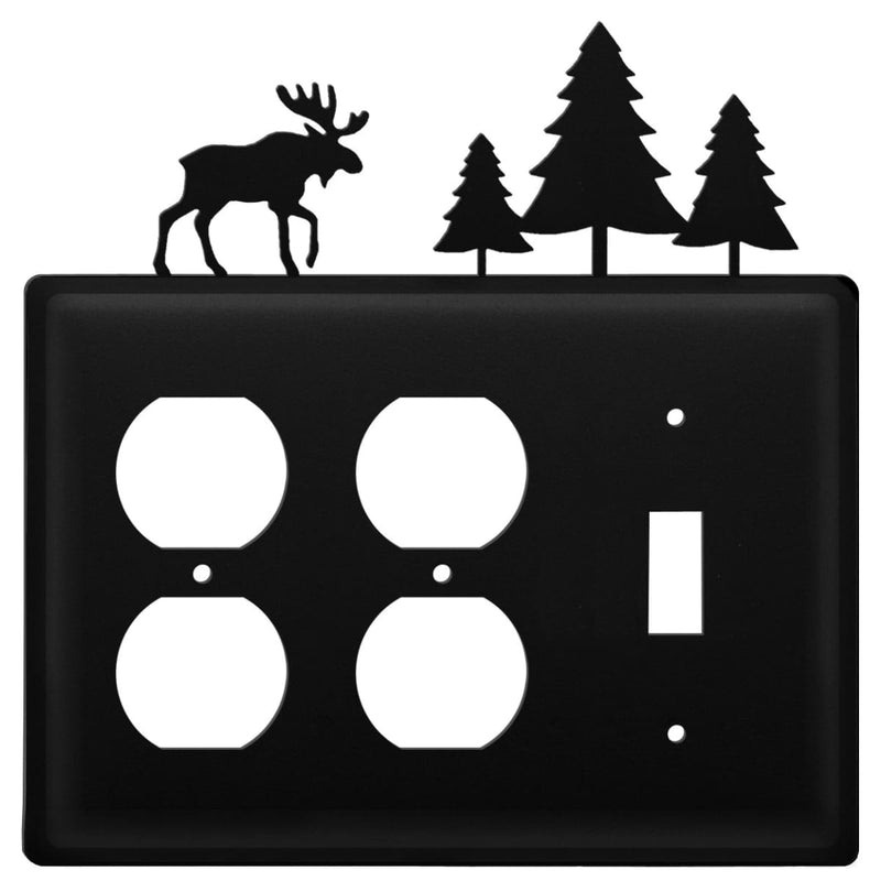 Wrought Iron Moose Pine Trees Double Outlet Switch Cover light switch covers lightswitch covers