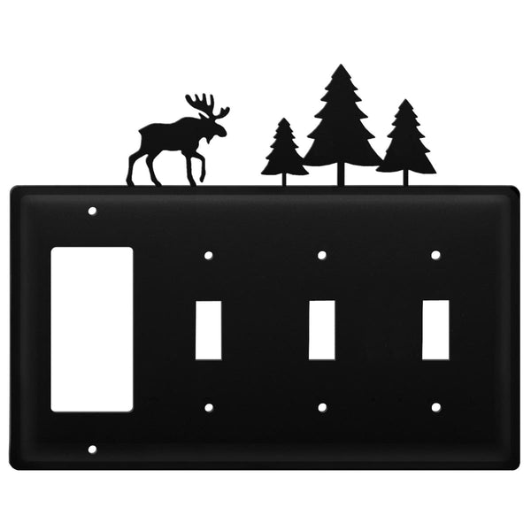 Wrought Iron Moose Pine Trees GFCI Triple Switch Cover light switch covers lightswitch covers outlet