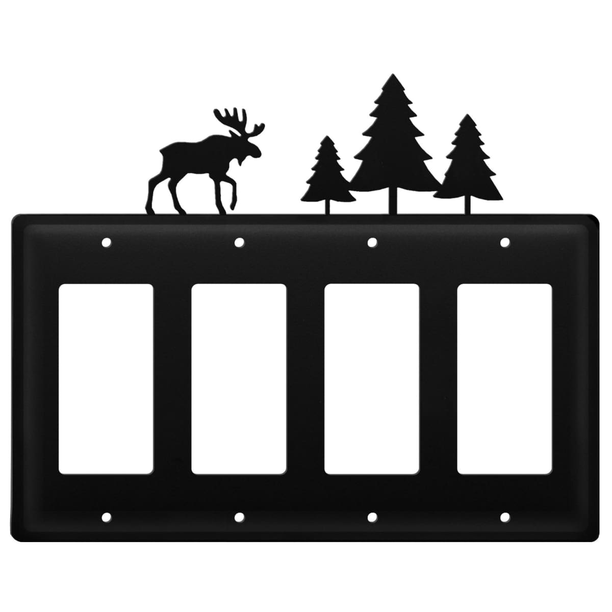 Wrought Iron Moose & Pine Trees Quad GFCI Cover light switch covers lightswitch covers outlet cover