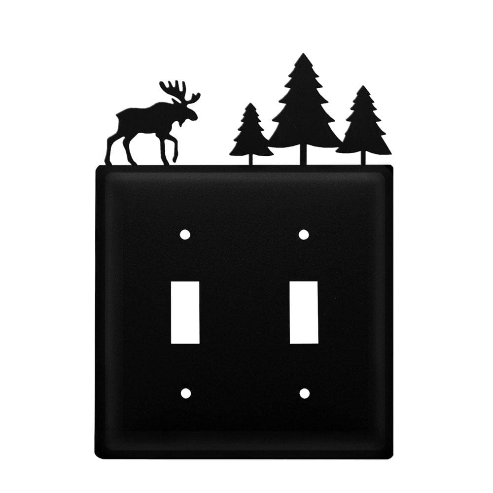 Wrought Iron Metal Moose & Tree Double Switch Cover