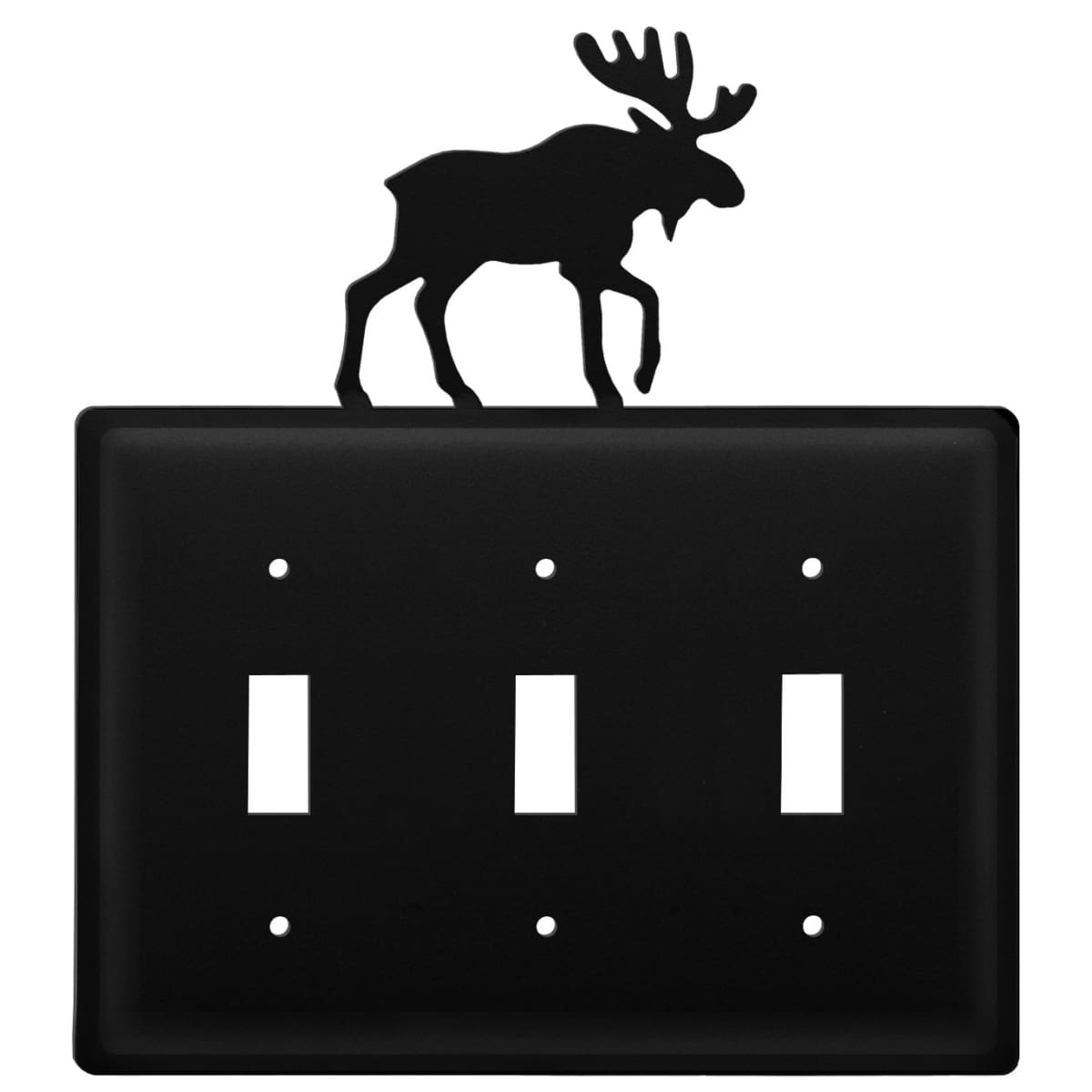 Wrought iron metal moose triple switch cover