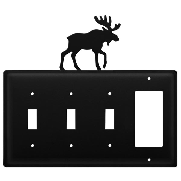 Wrought Iron Moose Triple Switch & GFCI new outlet cover Wrought Iron Moose Triple Switch & GFCI