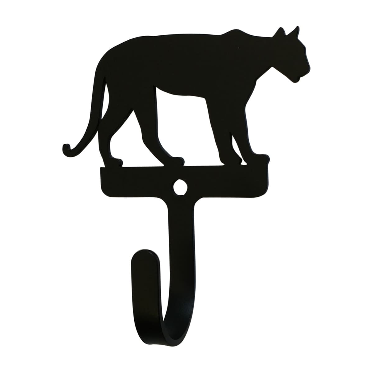 Wrought iron mountain lion wall hook, decorative and small