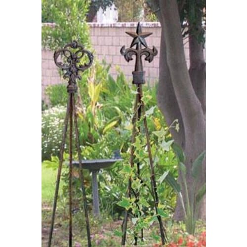 plant metal trellis Village Wrought Iron NTR-127 Victorian Finial Natural Tripod Trellis