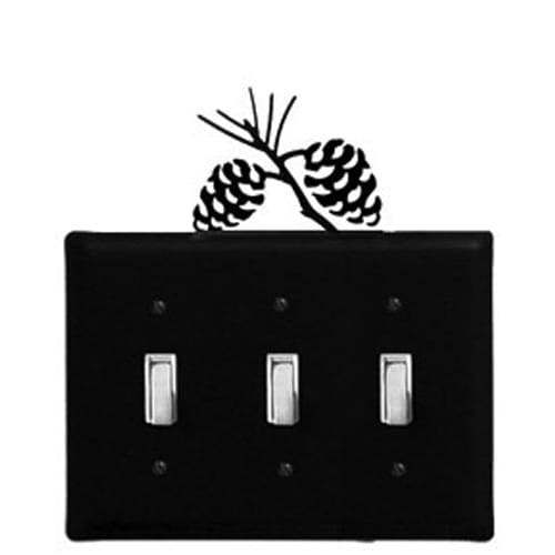 Wrought Iron Pine Cone Triple Switch Cover