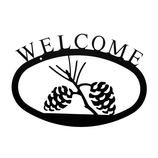 Wrought Iron Pine Cone Welcome Home Sign Small door signs outdoor signs welcome home sign welcome