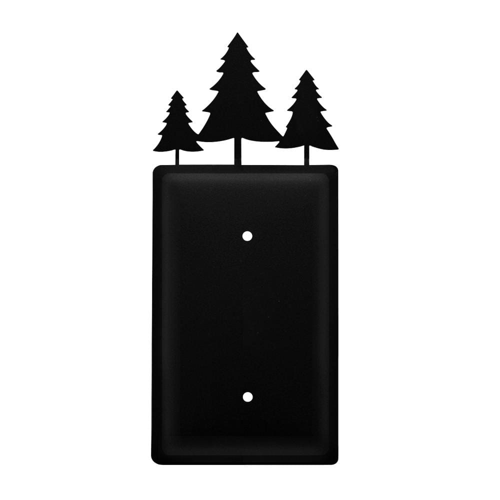 Wrought iron outlet cover with pine tree design