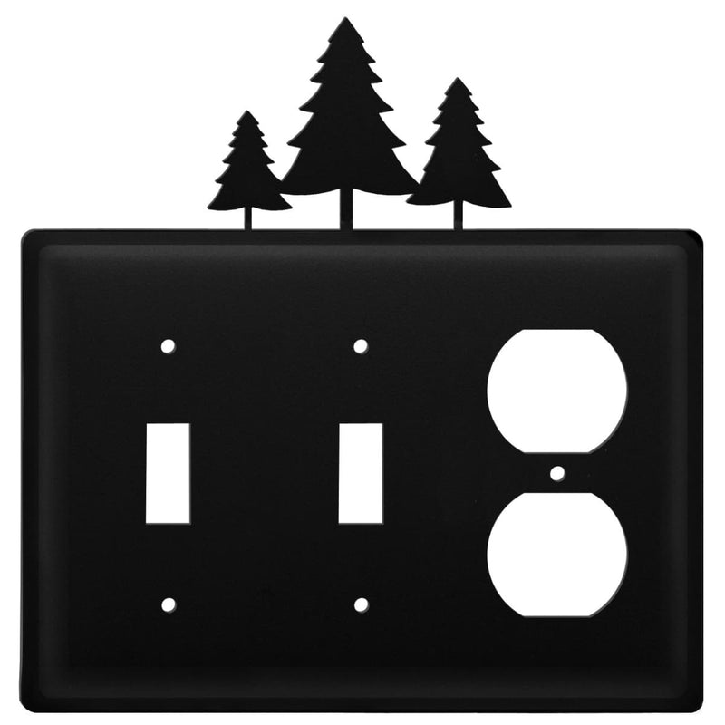 Wrought Iron Pine Trees Double Switch & Single Outlet Cover new outlet cover Wrought Iron Pine Trees
