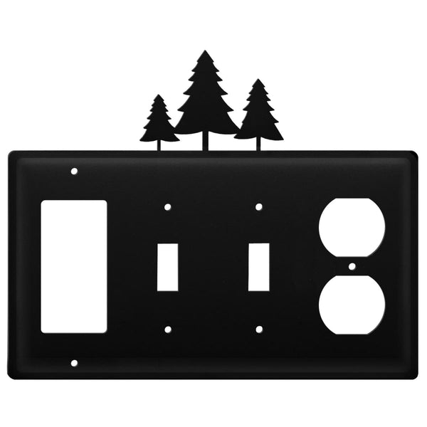 Wrought Iron Pine Trees GFCI Double Switch Outlet Cover light switch covers lightswitch covers