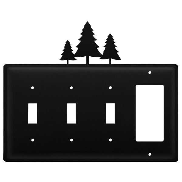 Wrought Iron Pine Trees Triple Switch & GFCI new outlet cover Wrought Iron Pine Trees Triple Switch