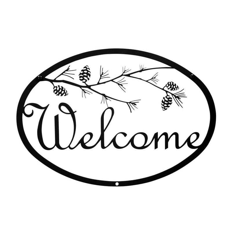 Wrought Iron Pinecone Welcome Home Sign Medium door signs outdoor signs welcome home sign welcome