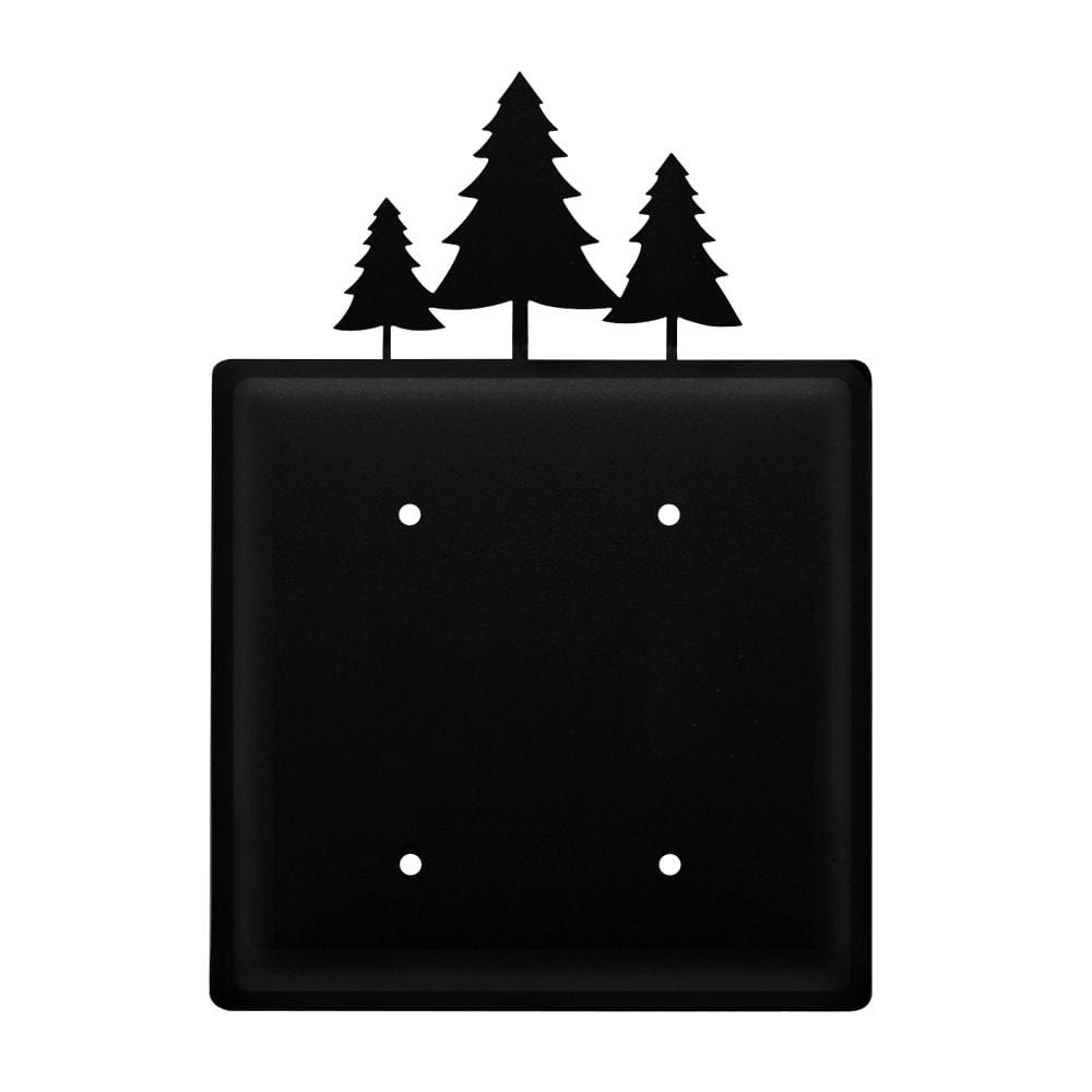 Wrought iron pine trees double blank cover, rustic decor