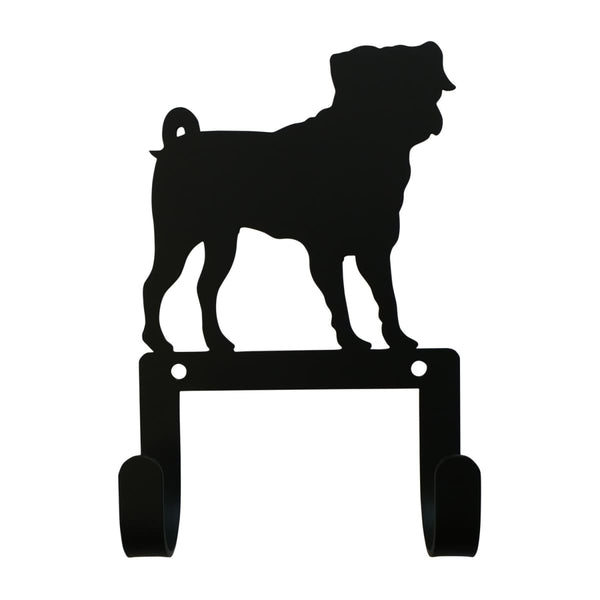 Wrought Iron Pug Dog Leash & Collar Wall Hook dog hook dog key rack dog leash hook key rack new