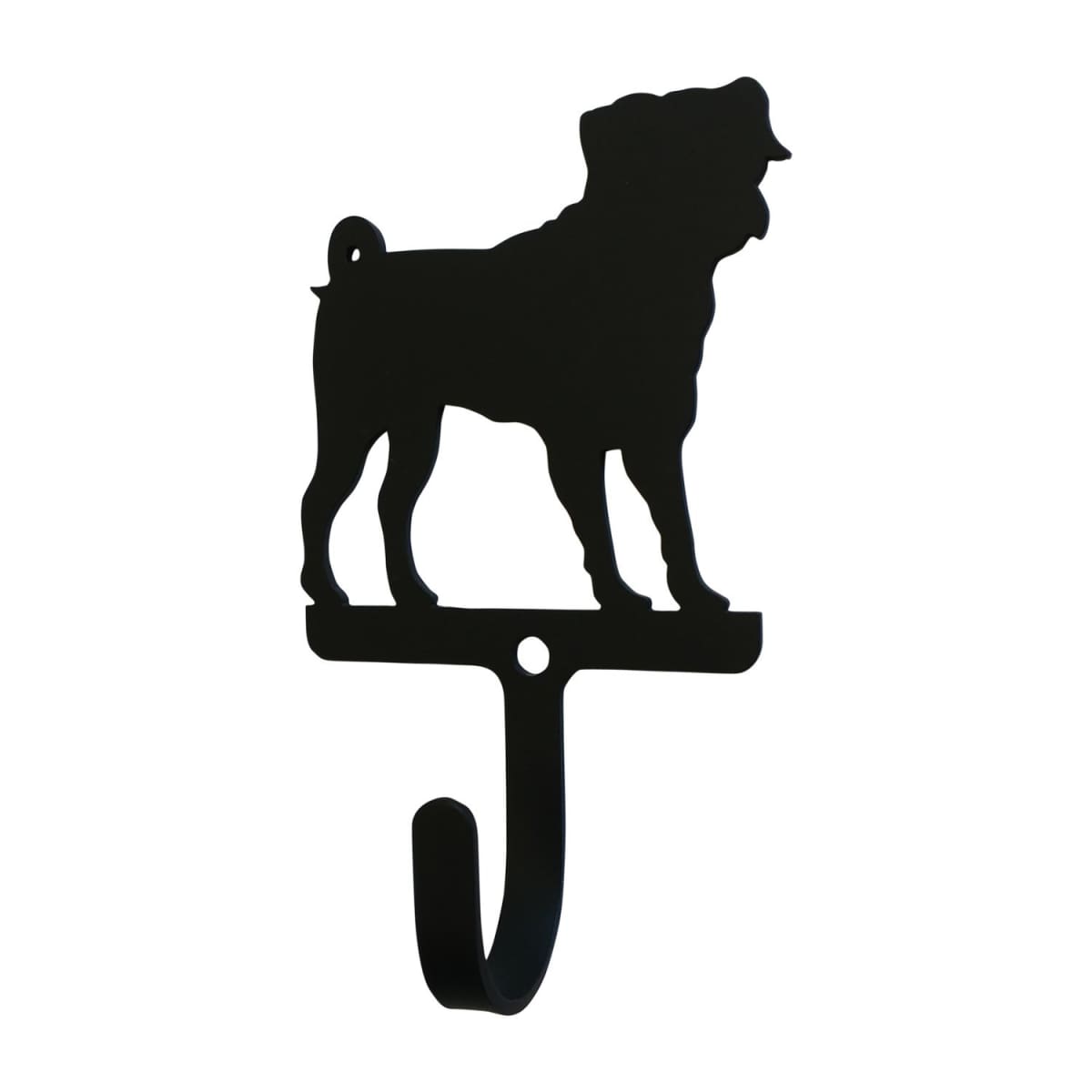 Wrought iron pug dog wall hook decorative small