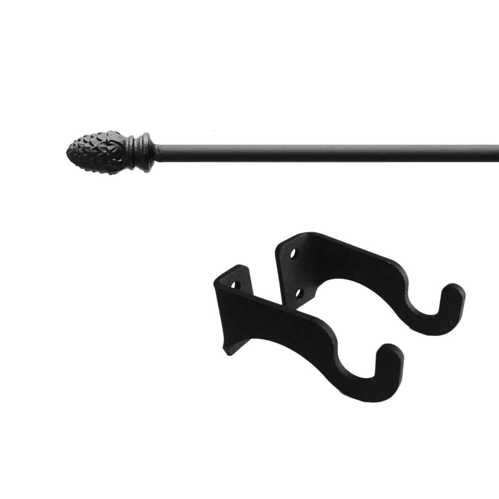 Wrought iron Remington curtain rod with decorative finial
