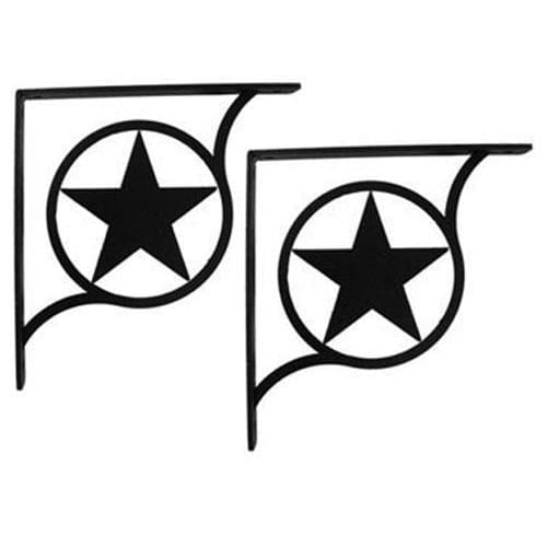 Wrought iron rodeo star shelf brackets, set of two