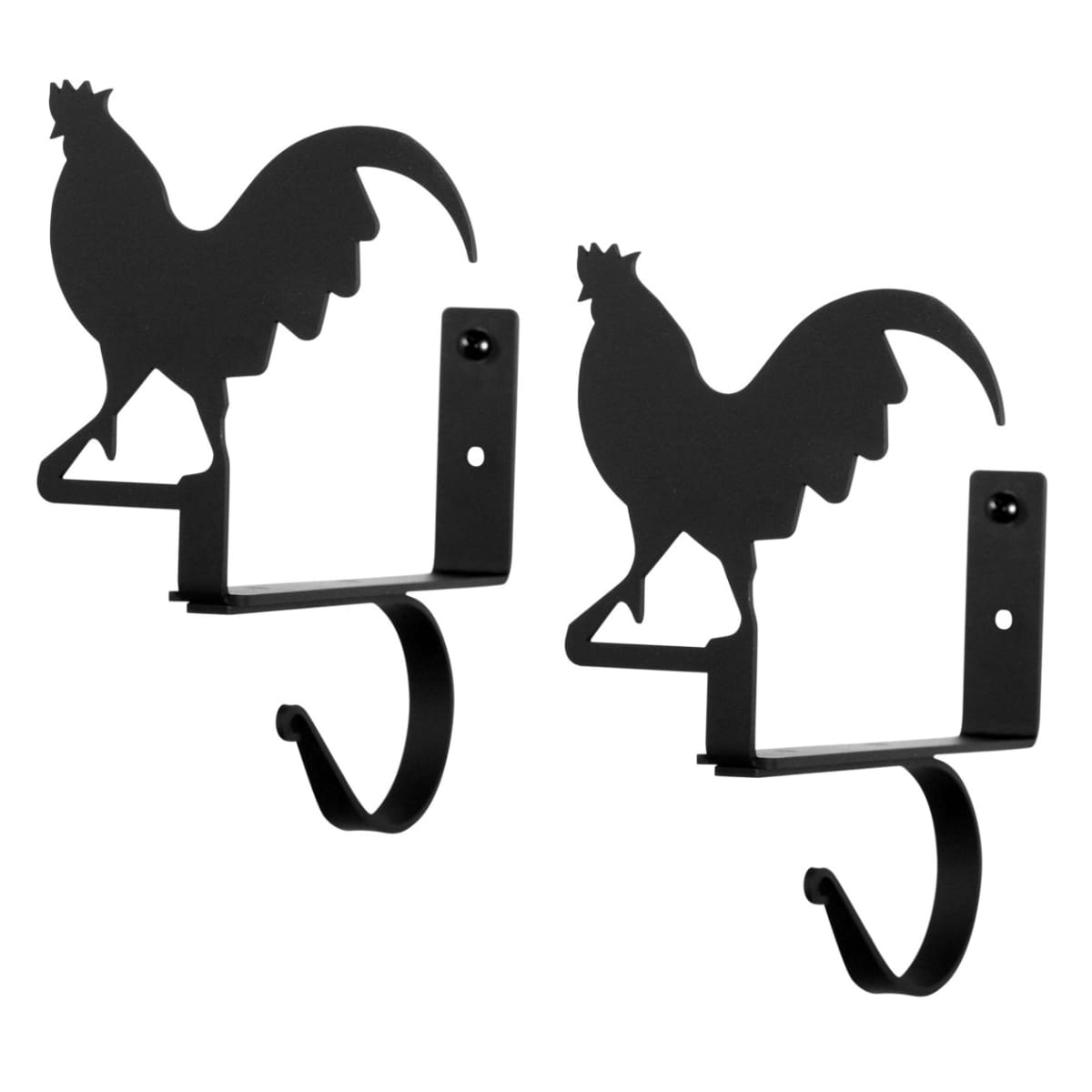 Wrought Iron Rooster Curtain Rod & Shelf Brackets Set curtain rod shelf bracket floating shelves