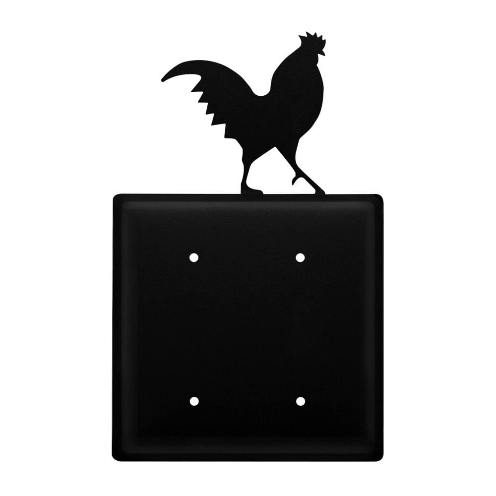 Wrought iron rooster double blank outlet cover