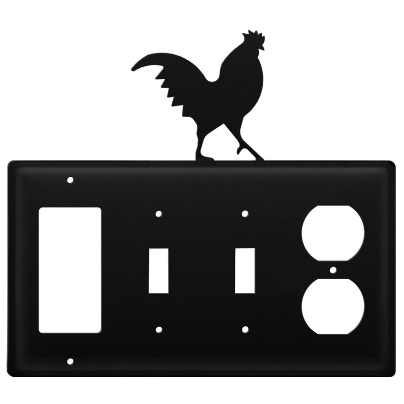 Wrought Iron Rooster GFCI Double Switch Outlet Cover light switch covers lightswitch covers outlet