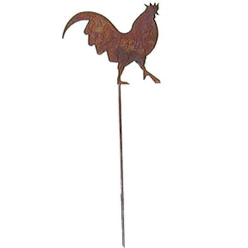 Wrought Iron Rooster Rusted Garden Stake 35 Inches garden art garden decor garden ornaments garden